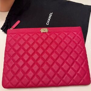 Chanel Pink Quilted Clutch
